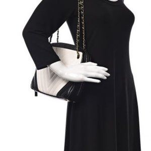 Chanel Dark White/Black Chevron Quilted Lambskin